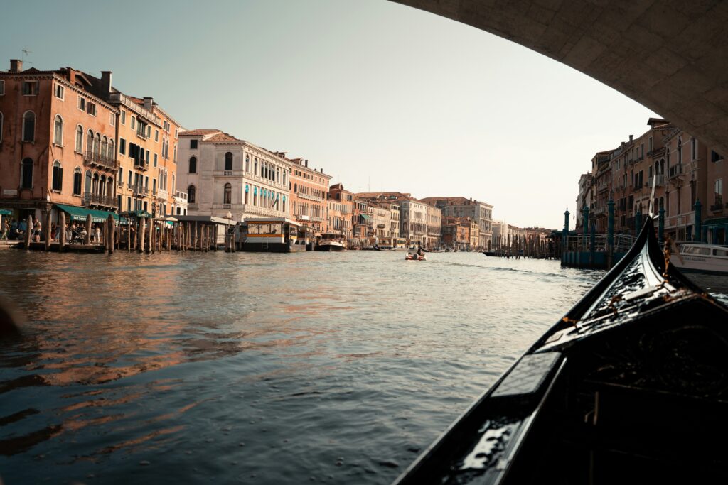 view from gondola in venice